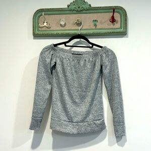 MISSPAP.CO.UK OFF THE SHOULD COOL GIRL GREY LONG SLEEVE TOP WOMEN’S SIZE XS